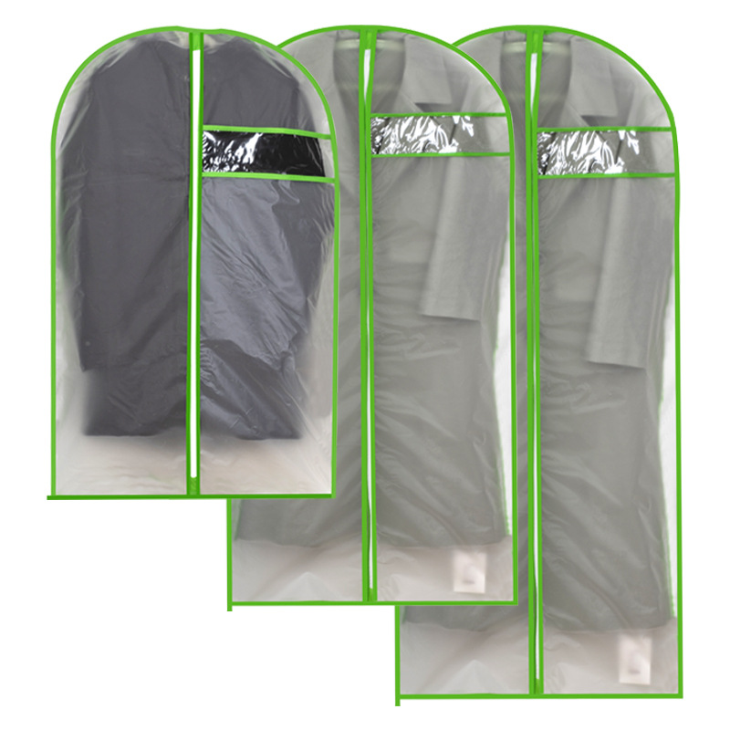 Ropa cubierta de polvo bolsa de ropa ropa cubierta de polvo traje tipo colgante chaqueta larga bolsa de abrigo transparente doméstica