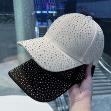 韩版烫钻棒球帽女潮流百搭显脸小新款时尚满钻遮阳鸭舌帽深顶硬顶