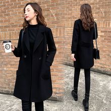 2025年新款秋冬季黑色双面羊绒大衣女修身中长款羊毛呢子毛呢外套