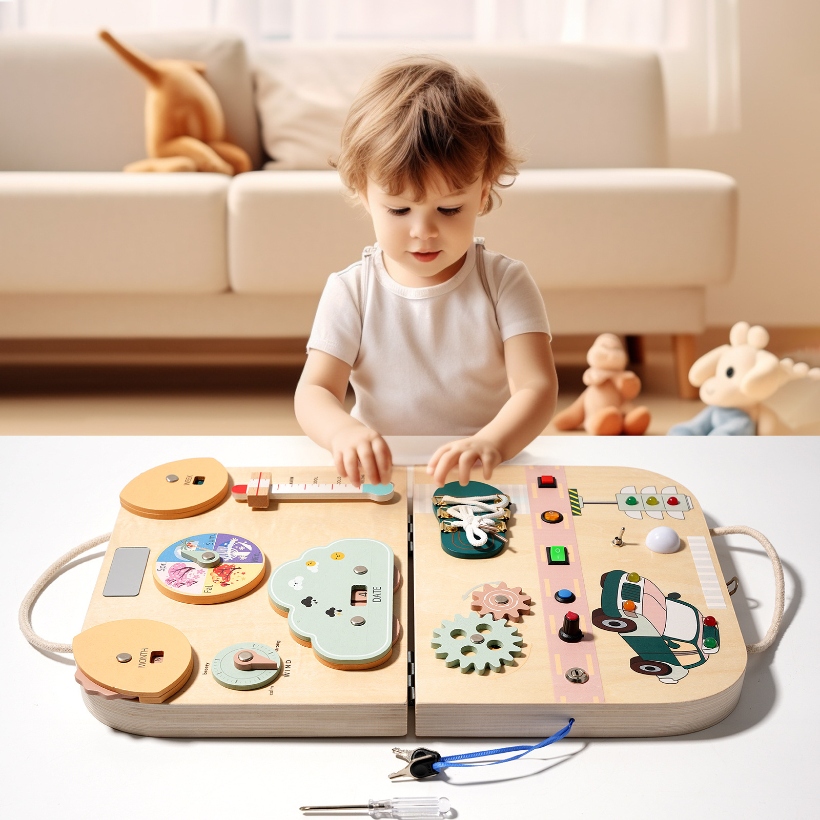 Terminado ocupado tablero DIY accesorios log color busyboard Montessori educación temprana juguetes regalo del bebé