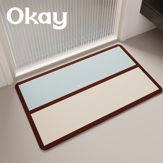 Okay Color Collage Bathroom Absorbent Mat Soft Diatom Mud Toilet Door Mat Toilet Mat Anti-Slip Mat