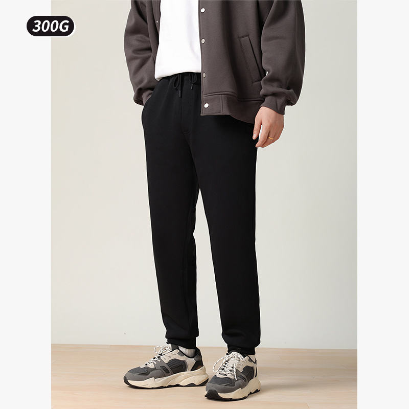 300g tela antibacteriana cremallera casual sweatpants hombres de alta cintura punto pantalones otoño nueva pareja básica