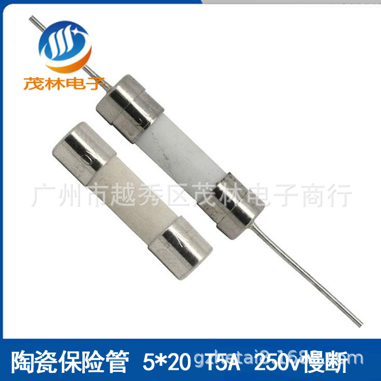 陶瓷保险管T5A 5*20 250V保险丝 铜引脚 /无引脚