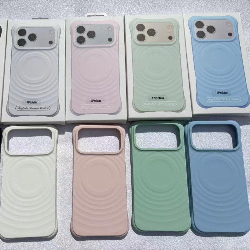 Suitable for Apple 17Pro Max Wave-Shaped Case Upgraded Version Ai Button 17Pro Liquid Silicone 17 Magnetic Phone Case