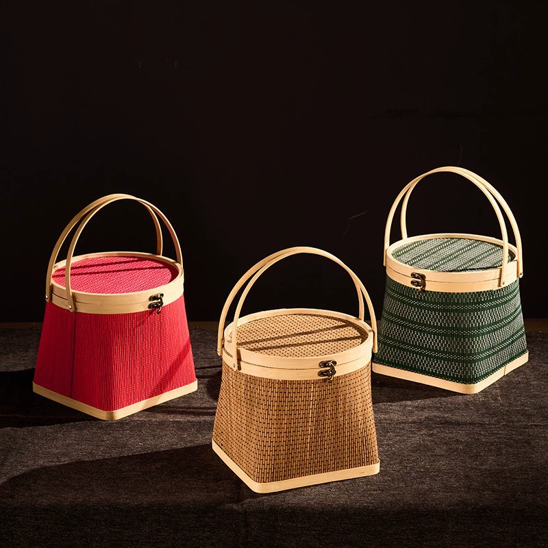 Бамбуковая корзина Праздник лодок-драконов пельмени Яйца волосатый краб лунный пирог колбаса бамбуковая корзина бамбуковая ручная бамбуковая корзина подарочная коробка упаковка