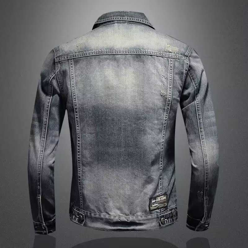 QFV507045555501<2 QFV507045555501<2 Giacca in denim da uomo retrò europeo e americano 2023 taglie forti, vestibilità slim, moda casual, personalità primavera autunno_voghion.com