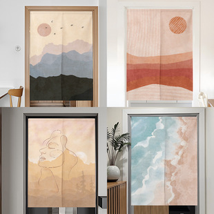 Casual Shanchuan Fabric Door Curtain Partition Curtain Without Punching Home Kitchen Blocking Curtain Toilet Half Hanging Curtain