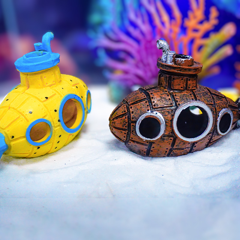 Decoración de Resina para Acuarios, Adornos para Peceras, Refugio para Peces Pequeños, Decoración Artificial de Submarinos, Suministros para Acuarios