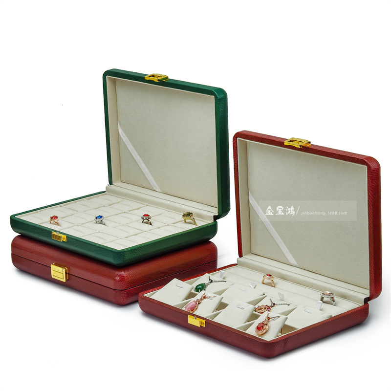 新款创意高档PU皮平开大皮盒首饰收纳箱戒指吊坠项链套装礼品包装