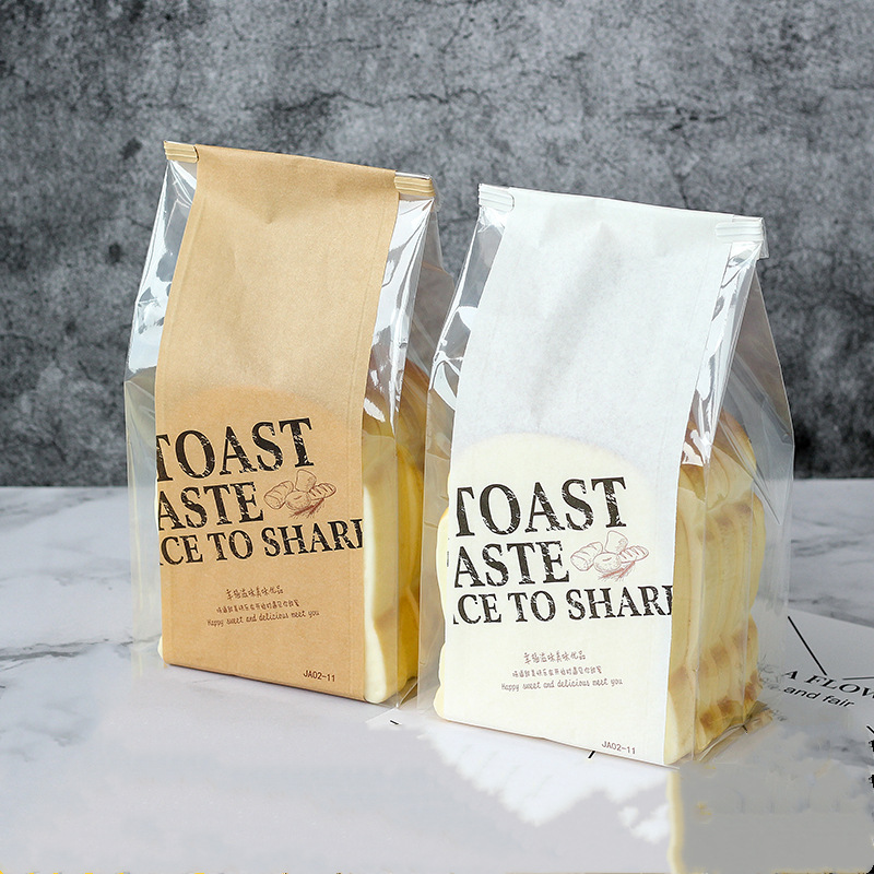 法式三面开窗卷边铁丝密封口吐司面包袋烘焙淋膜食品牛皮纸袋