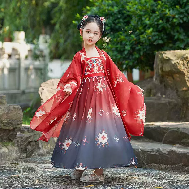 Девушка Hanfu осень и зима новый супер сказочный древний стиль девушки платье для детей в китайском стиле