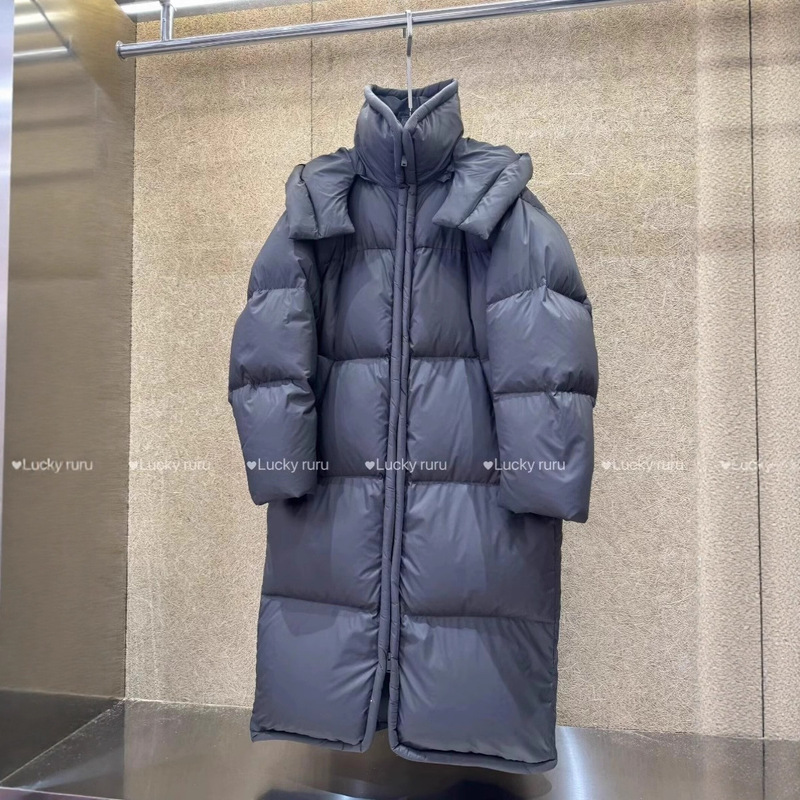 921港风冬季时尚棉衣长款过膝加厚棉服女连帽宽松御寒保暖外套潮|undefined