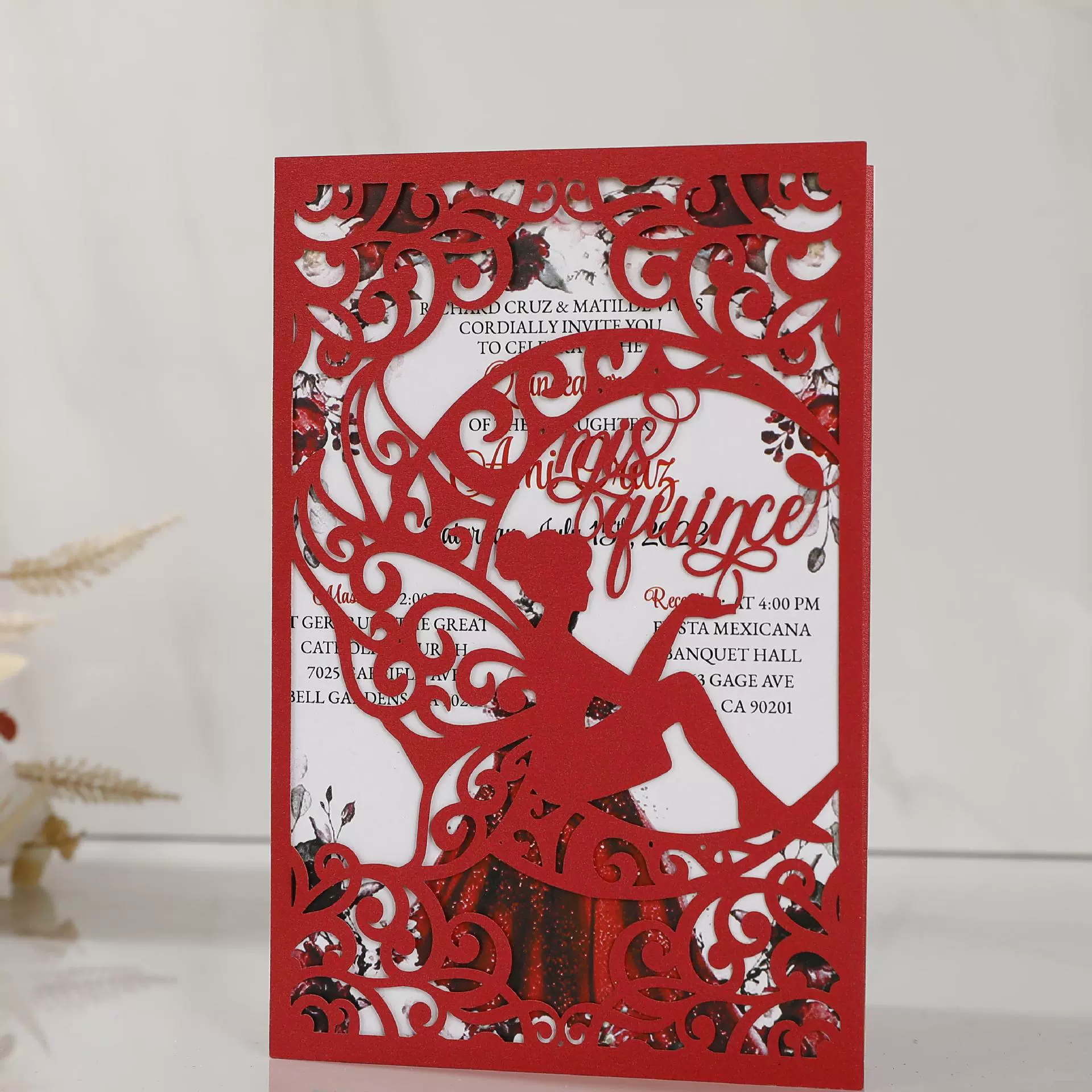 Экспортная Свадебная блестящая бумага, пригласительная открытка с Мечтой девушки на день розового Святого Валентина, полая пригласительная открытка в наличии, партия