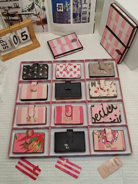 Trendy Popular Ins Victoria's Secret Women's Simple Classic Versatile Color-Blocking Card Holder Coin Purse