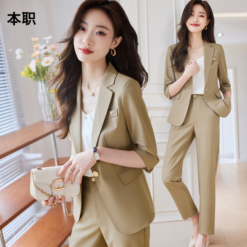 【收腰显瘦】西装套装女夏季高级感七分袖气质工作服职业正装外套