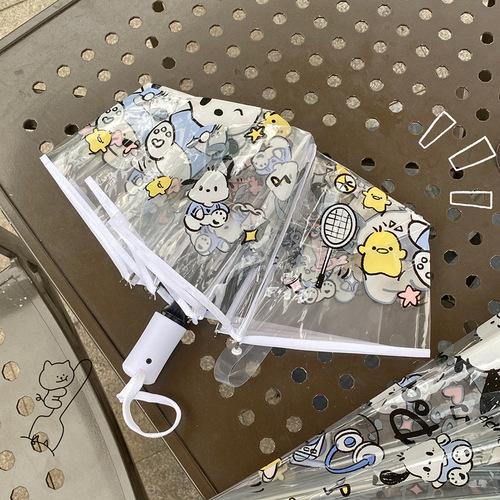 Pacha Dog Transparent Umbrella Women's Long-Handed Japanese High-Value Cartoon Cute Fully Automatic Folding Thickened Reinforced Internet Famous Umbrella