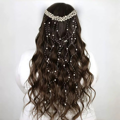 ヨーロッパとアメリカのクロスボーダーアクセサリー、ブライダルヘアアクセサリー、手作りパール、両端が丸いヘアバンド、ウェーブヘアバンド、ウェディングヘアアクセサリー、ヘアバンド