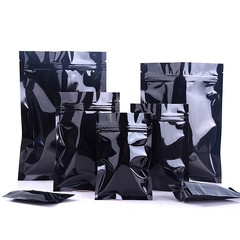 Black aluminum foil packaging bag with aluminum bright surface flat pull-out bone plastic sealed pocket face mask powder dividing bag