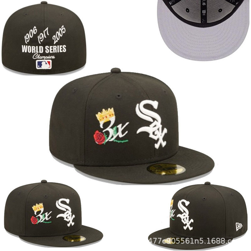 2024 nuevo estilo comercio exterior al por mayor SOX gorra de béisbol completamente sellada gorra de hip hop completamente cerrada para parejas de hombres y mujeres gorra de visera