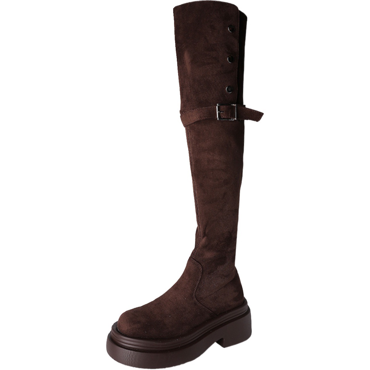 Popular Retro 2023 Autumn and Winter Trbottomyy Two-Wear Folded Thick-Soled Western Boots Thick-Heeled Over-The-Knee Boots Knight Boots