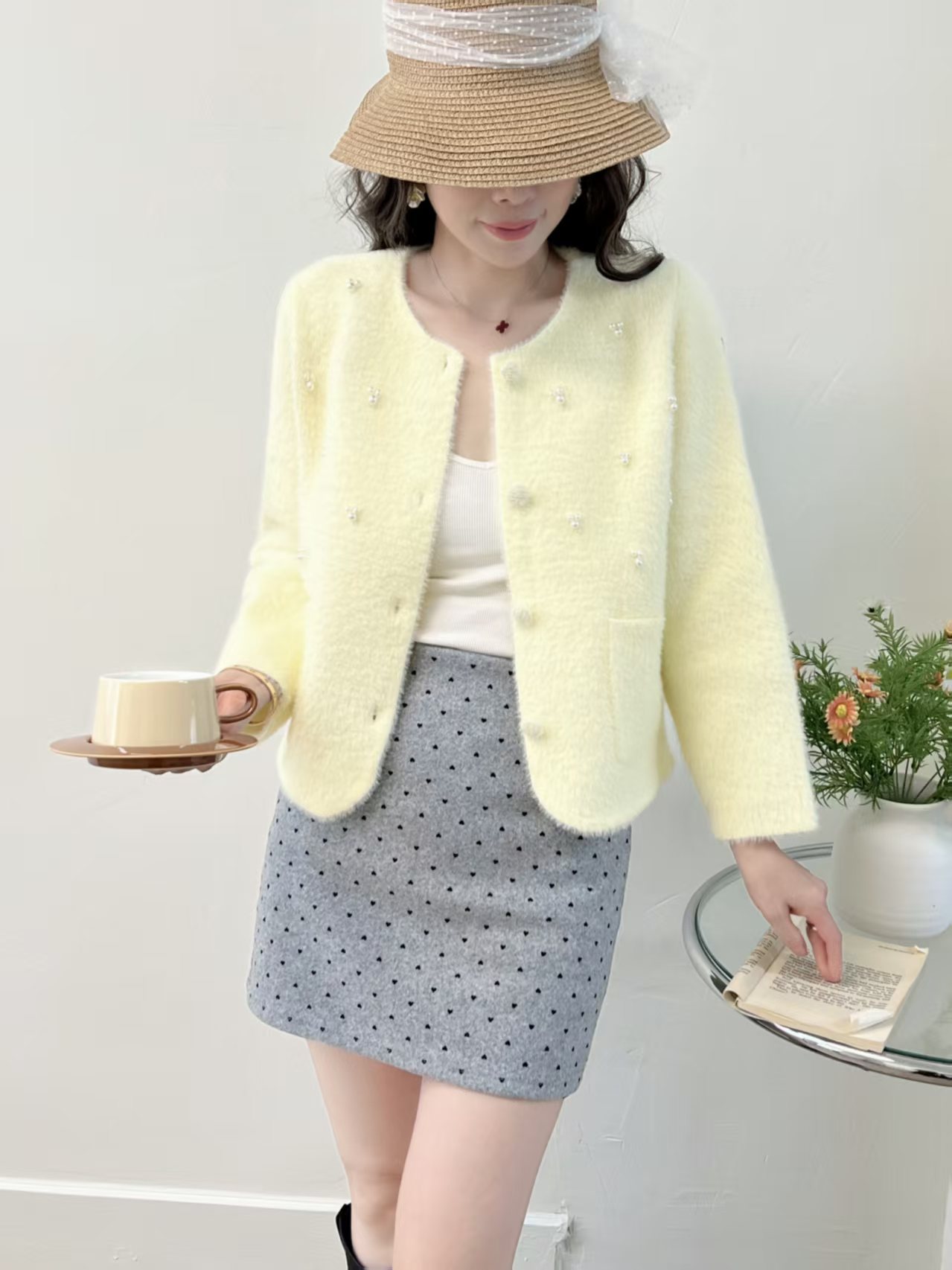 Moda coreana pequeña fragancia jersey abrigo de punto mujeres otoño 2025 nuevo suéter de cuello redondo de alta calidad image 6