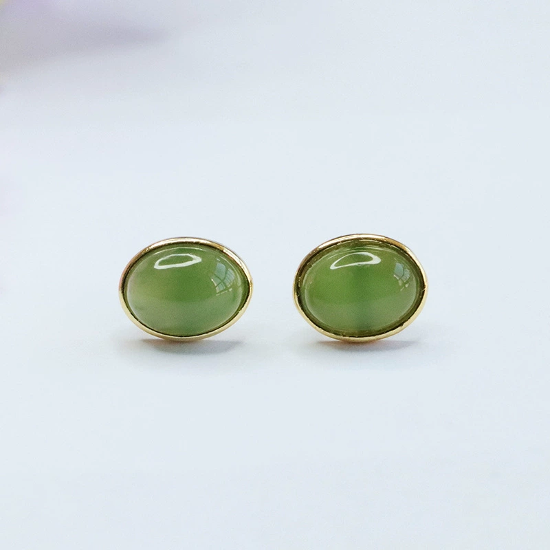 Серебряная вставка Yus925 с натуральными серьгами и серьгами Tianyu, серьги с крючками яшмы из нефрита, заводское поколение HT2122605