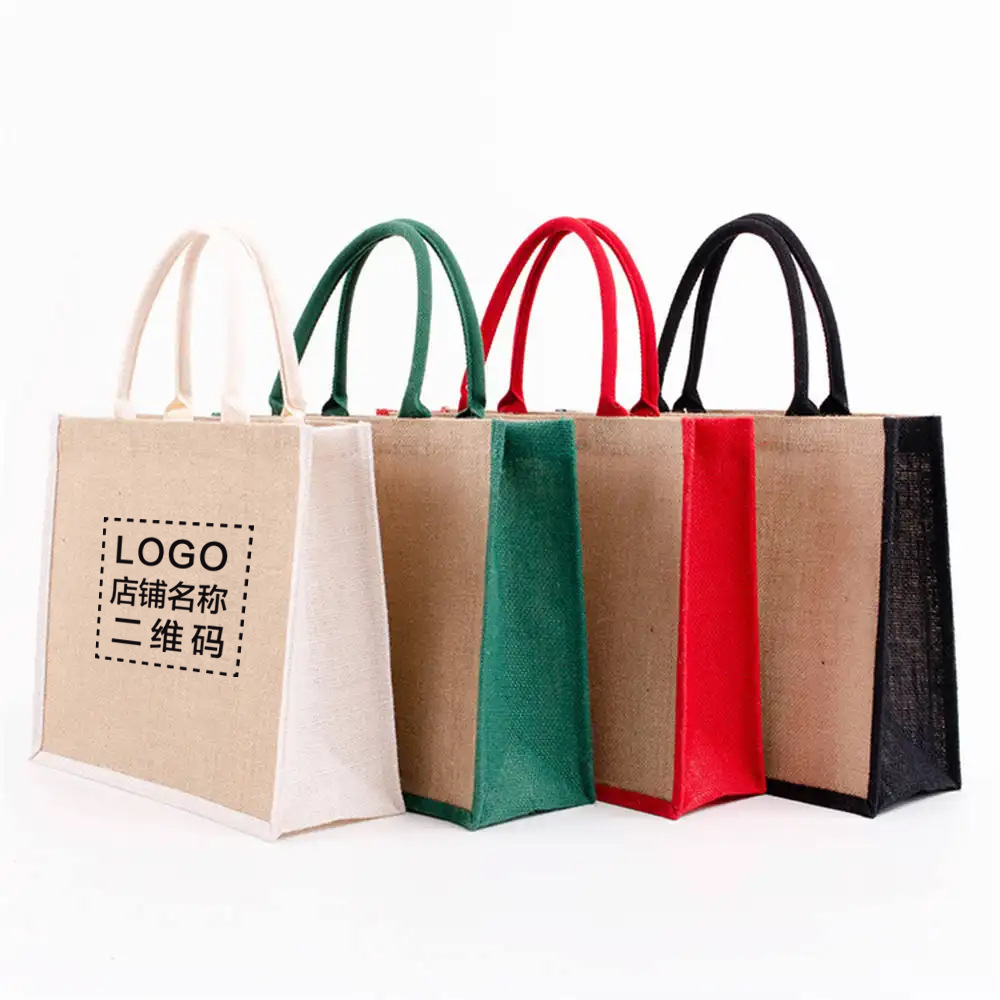 Bolsas de lino personalizadas bolsas de regalo de fiestas linas portátiles simples exposiciones comerciales publicitarias bolsas de lino personalizadas