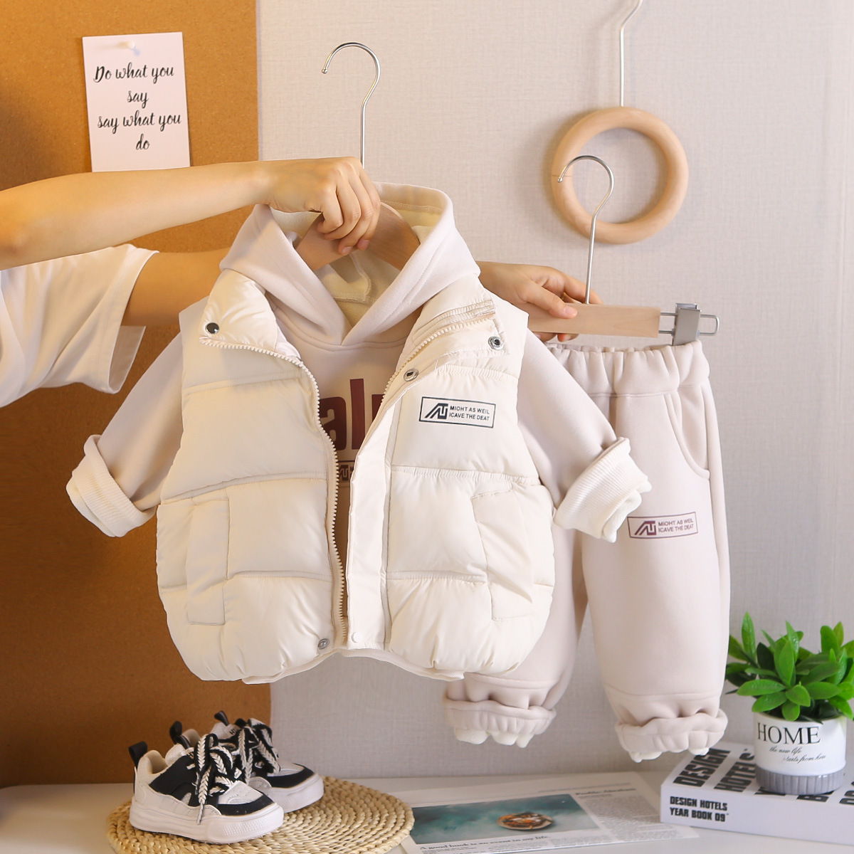 Fleece 2025 New Children's Clothing 1 To 3 Years Old Baby Autumn Winter Boys Vest Three-Piece Set_voghion.com