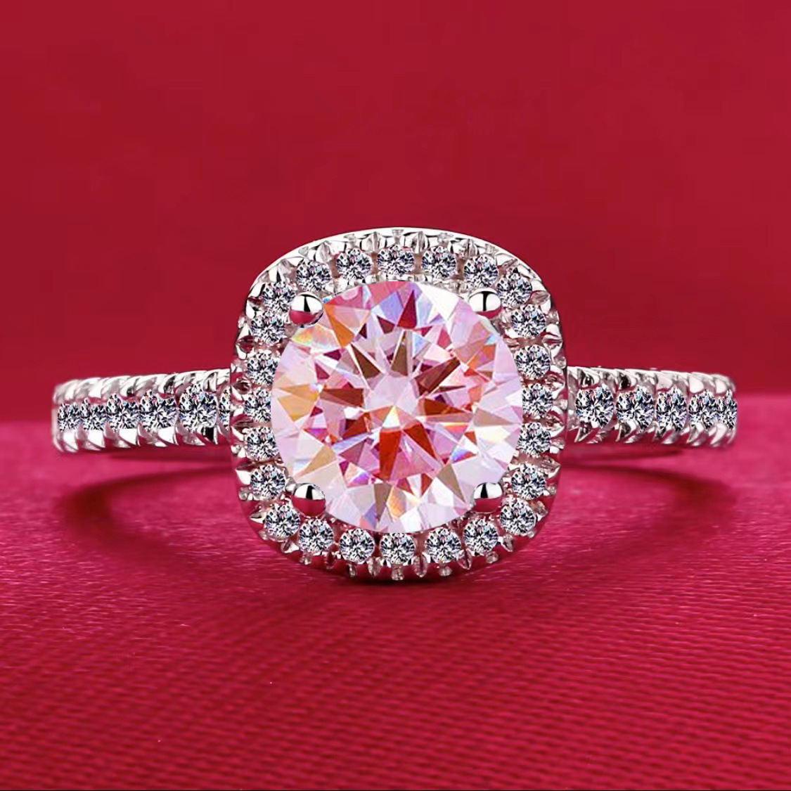 Tiktok Live Streaming Popular Ring for Women, Eight Hearts and Eight Arrows Ring, Simulated Diamond Princess Cut Open Ring, Wholesale Sugar Cube Ring