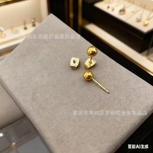 跨境5N小圆珠耳钉光面豆豆耳饰越南沙金百搭女生气质饰品亮面简约