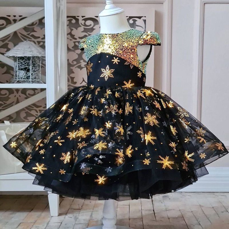 Christmas girls sequined princess dress, witch cosplay dress