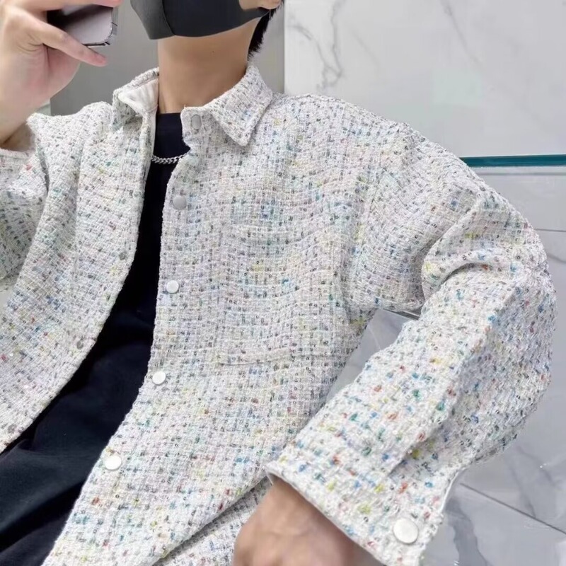 Chanel Style Shirt Jacket Men's Spring and Autumn Trendy Brand Loose Teenager Long-sleeved Shirt American Style Retro Puffy Handsome Jacket Chanel Style Shirt Jacket Men's Spring and Autumn Trendy Brand Loose Teenager Long-sleeved Shirt American Style Retro Puffy Handsome Jacket