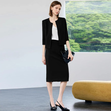 AD新款薄款黑色西装套装女2025新款夏季小个子高级感气质职业西服