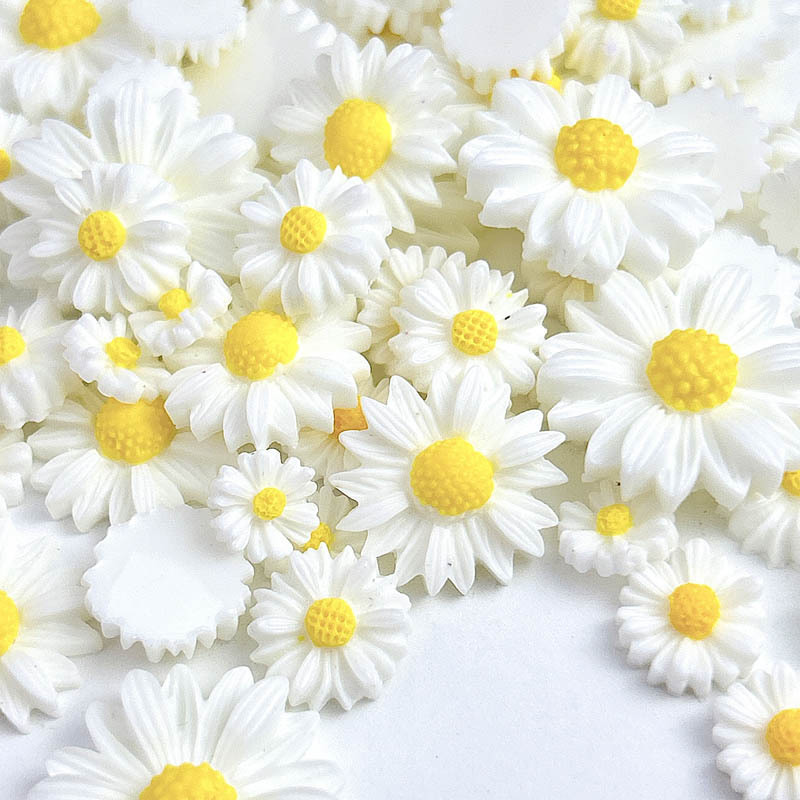 Relieve de primavera pequeña margarita pegatinas de uñas tamaño de óleo tridimensional flor blanca decoración de uñas al por mayor