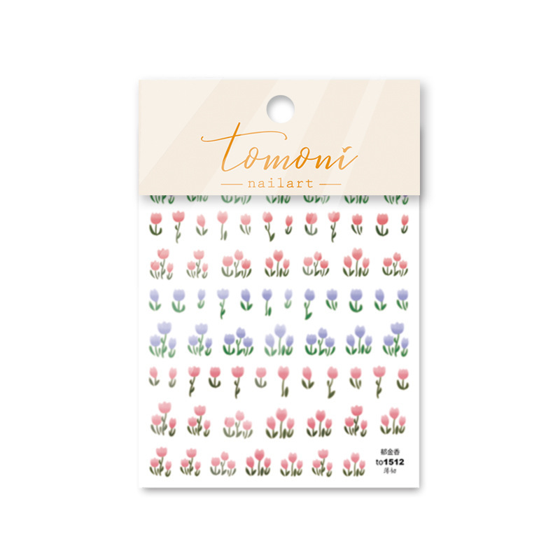 Pegatinas de flores de uñas de estilo japonés Tulipán alivio tridimensional hielo floreciente transparente blanco Delgado resistente calcomanías de uñas 3D de primavera y verano