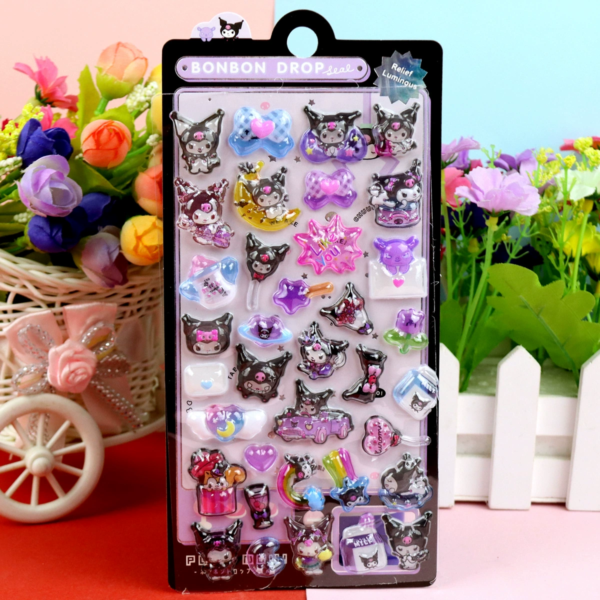 3D Luminous Embossed Sticker (Sanrio) — Cartoon Kids, 20.5×9 cm, 16 Styles