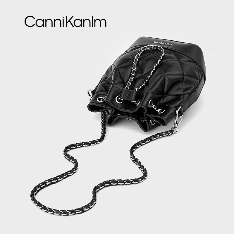 CanniKanlm Genuine Leather Small Bucket Bag Backpack For Women 2025 New Arrival Premium Texture Chain Shoulder Crossbody Bag - Thumbnail 2