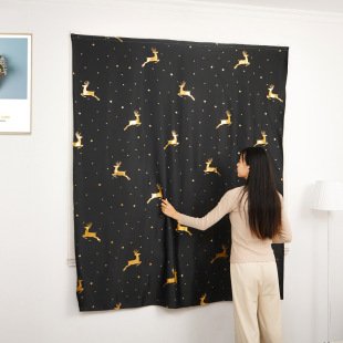 No-Punch Magic Tape Blackout Curtains Blackout Fabric Curtain Small Bay Window Sunshade Children's Dormitory Bedroom Children's Room