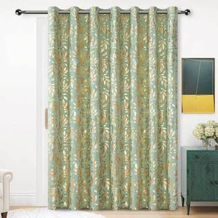 American Pastoral Country Cross-border Curtain High Shading Living Room Bedroom Bay Window Green Bronzing Leaves Finished Shade Cloth