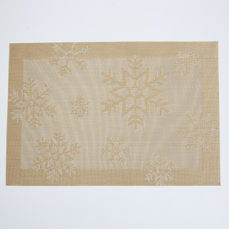 Navidad copo de nieve placemat estilo europeo PVC tejido montaña estera de mesa estera de aislamiento transfronteriza al por mayor imprimible LOGO