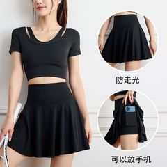 运动短裙女网球服套装速干百褶裙瑜伽半身裙防走光跑步健身羽毛球