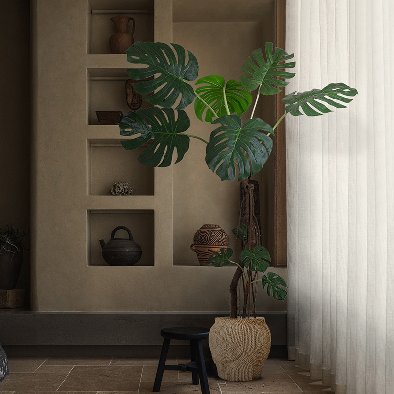 仿真绿植室内大型龟背竹假树轻奢办公服装假植物落地盆栽摆件