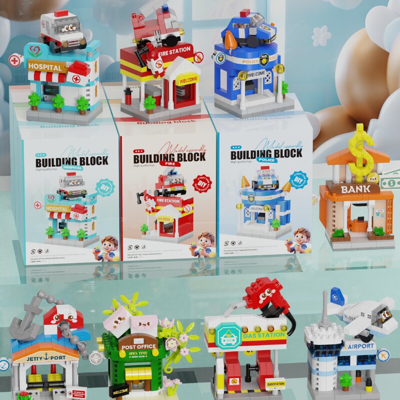 Mini Street Scene Ornaments Children's Toys Assembled Building Blocks Puzzle Gifts Blind Box 9942 Series Gift Box Toys Wholesale