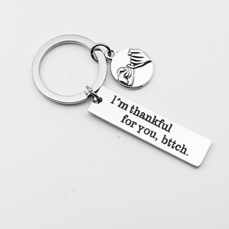 Cross-border best-selling stainless steel funny gift for best friends: stainless steel long keychain Cross-border best-selling stainless steel funny gift for best friends: stainless steel long keychain