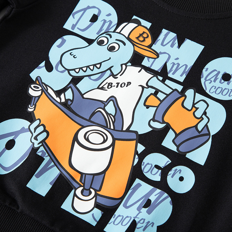 Sudadera de punto con cuello redondo estilo coreano para niños, con estampado de dibujos animados, novedad 2026, top de moda de una pieza para niños, venta al por mayor.