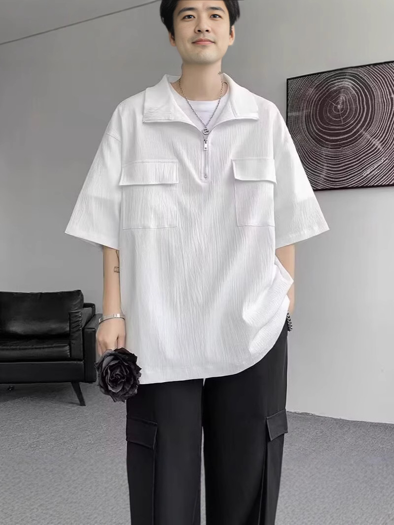 Camisas de ropa de manga corta con solapa, camisetas de moda de verano para hombres, camisetas coreanas, tendencia delgada, 2025 nuevo estilo universal