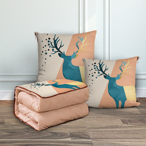 Logo customized pillow quilt dual-purpose two-in-one thickened winter cushion office nap quilt one piece drop shipping