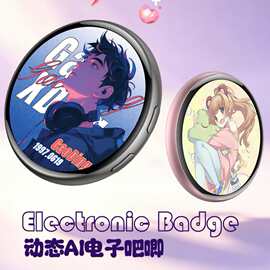 新款E01 AI智能电子显示屏连接APP动漫图片蓝牙智能电子吧唧徽章