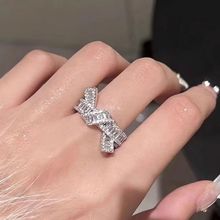 闪钻锆石蝴蝶结戒指女高级感小众礼结戒指轻奢冷淡风时尚简约百搭