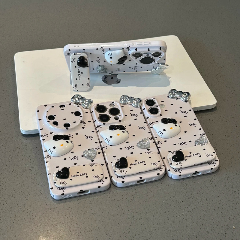适用苹果手机壳波点爱心kitty支架华为oppo小米vivo荣耀iPhone16|undefined